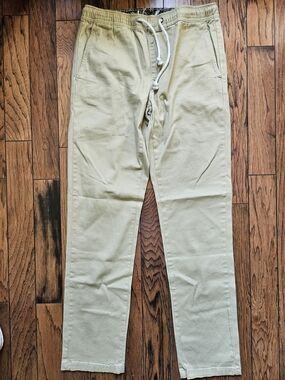 Khaki Drawstring Cotton Chinos